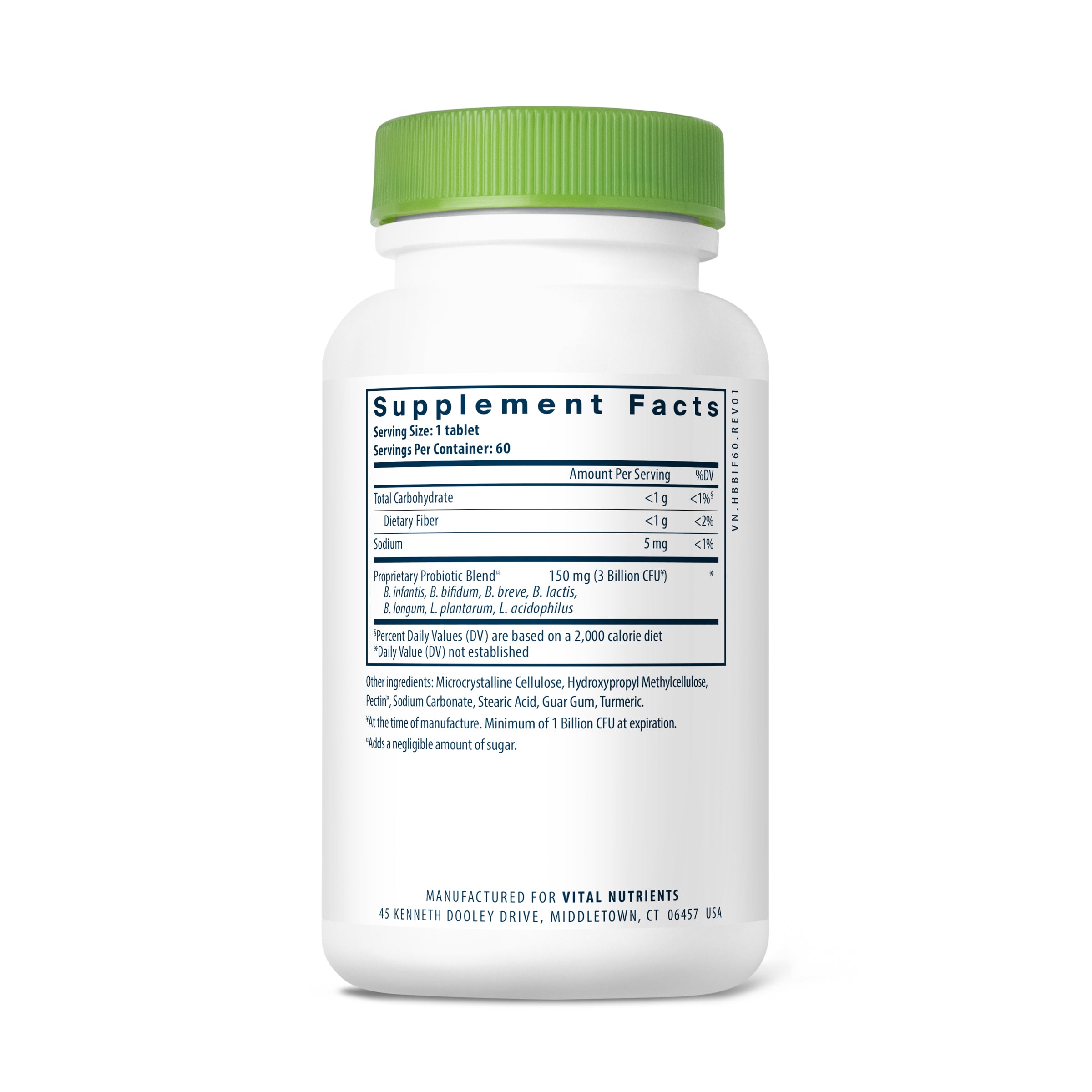 Bifidobacterium Probiotic servings and ingredients.