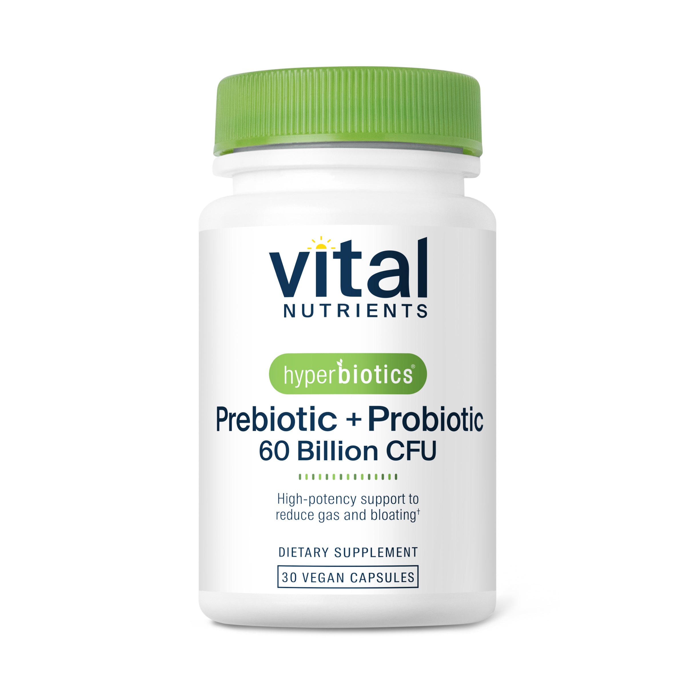 Hyperbiotics Prebiotic + Probiotic 60 Billion CFU 30 vegan capsules.