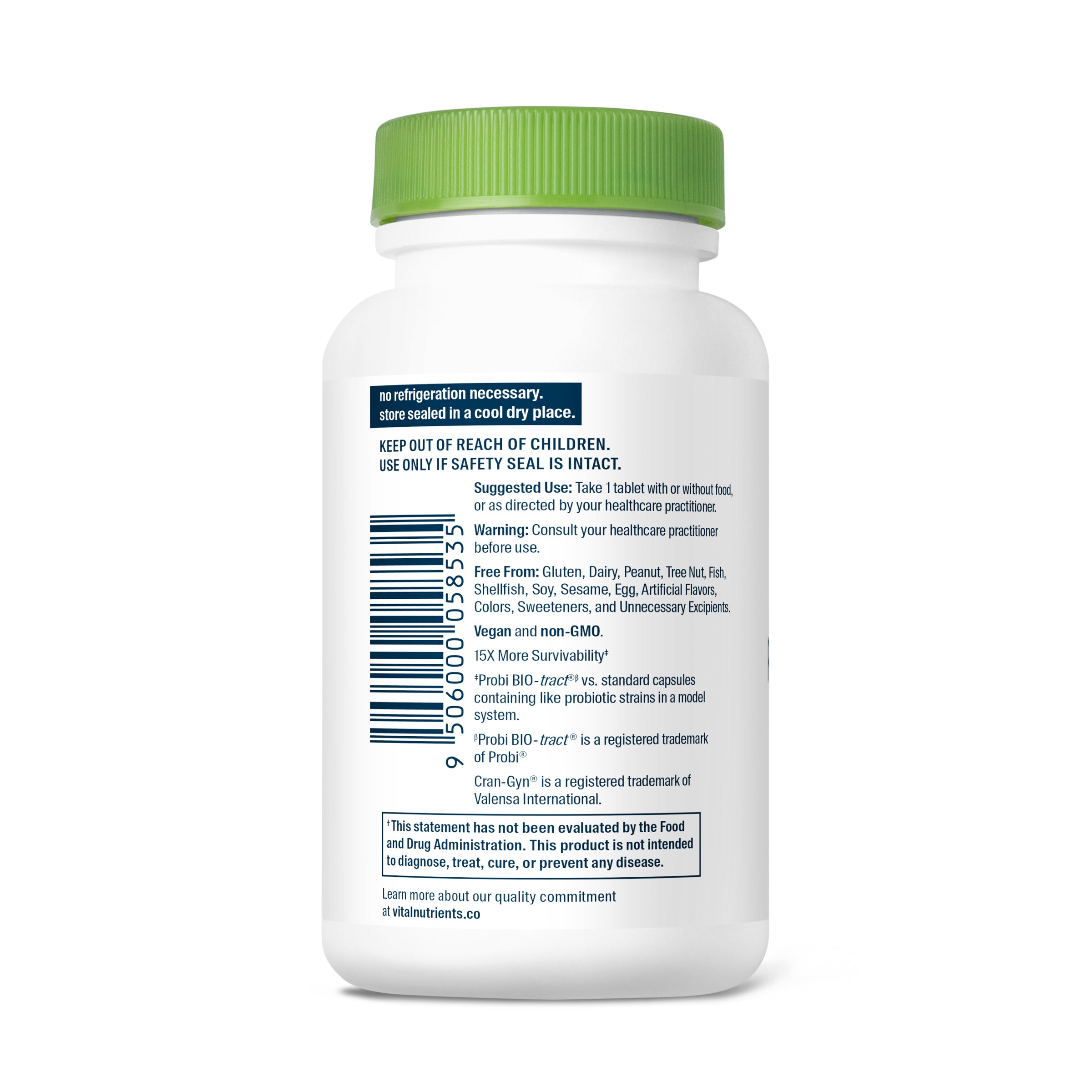 Hyperbiotics Pro-Women Probiotic 30 vegan tablets suggested use.