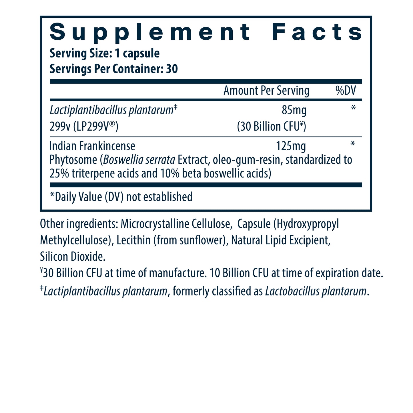 Hyperbiotics IBS Support Probiotic supplement facts.