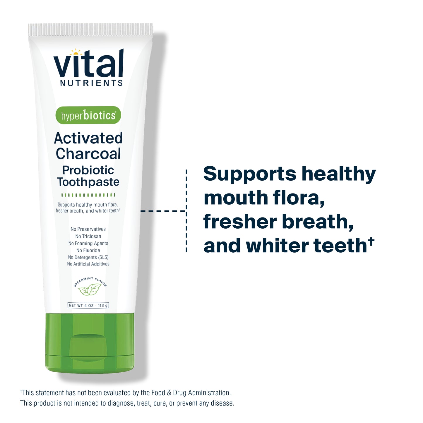 Hyperbiotics Activated Charcoal Probiotic Toothpaste supports healthy mouth flora, fresher breath, and whiter teeth.*