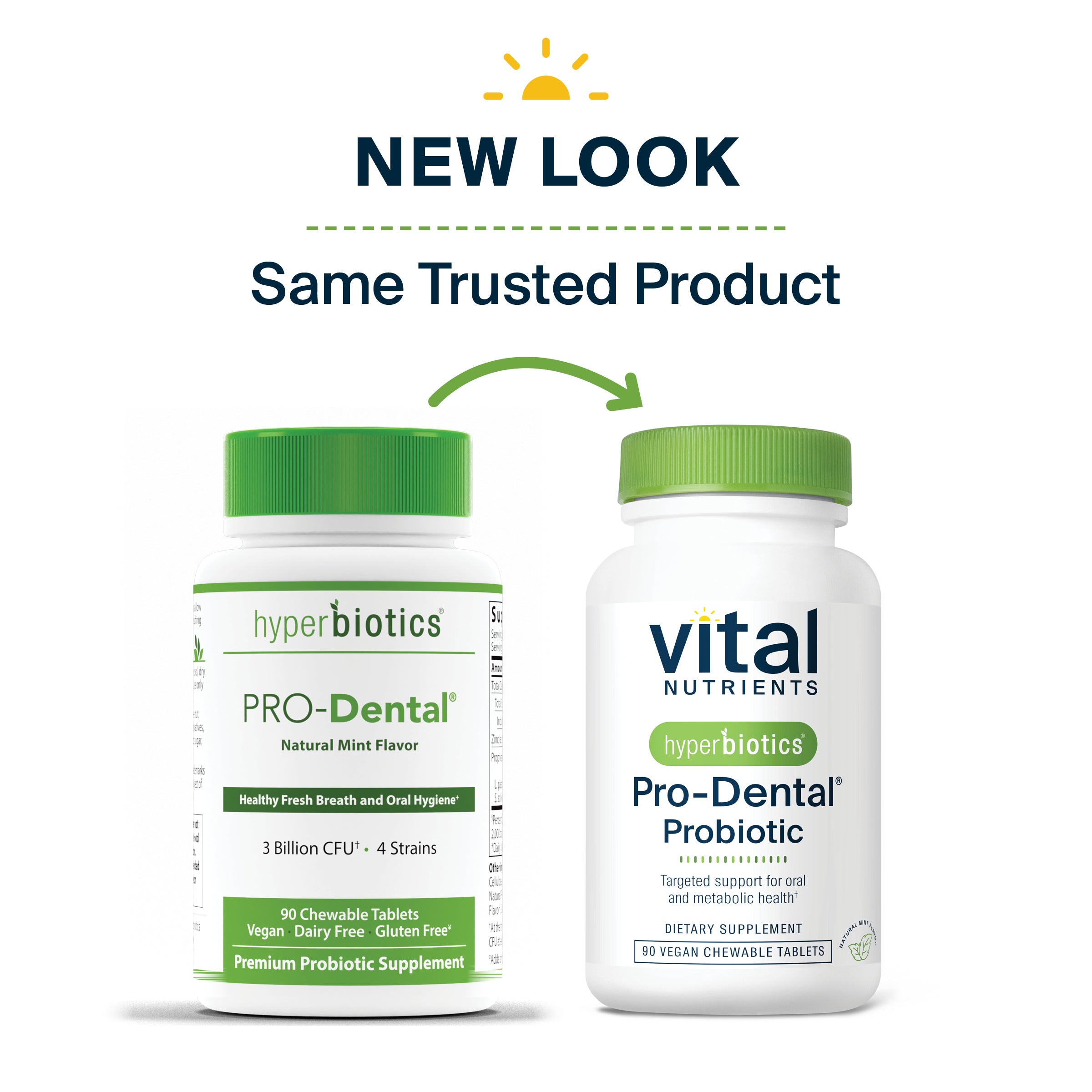 Hyperbiotics Pro-Dental Probiotic 90 chewable tablets new look, same trusted product.