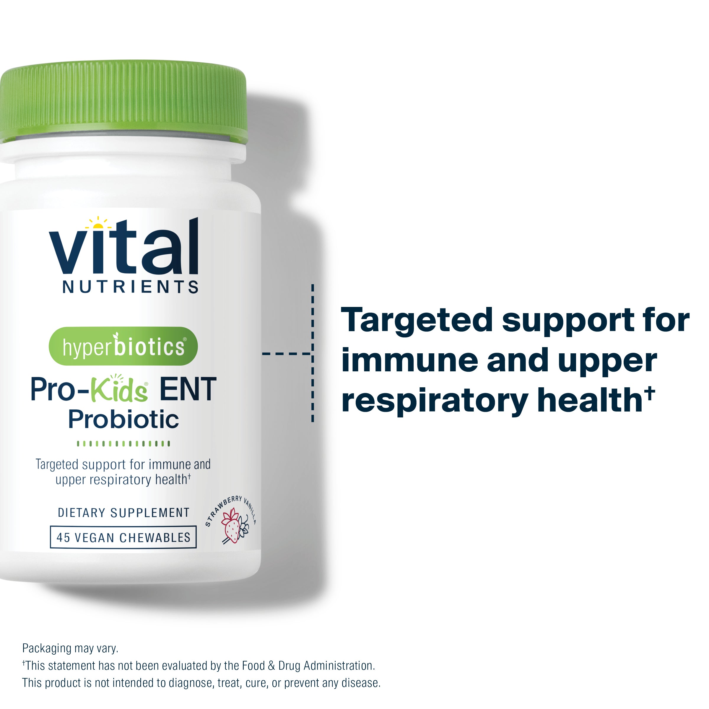 Hyperbiotics Pro-Kids® ENT Probiotic targeted support for immune and upper respiratory health.*