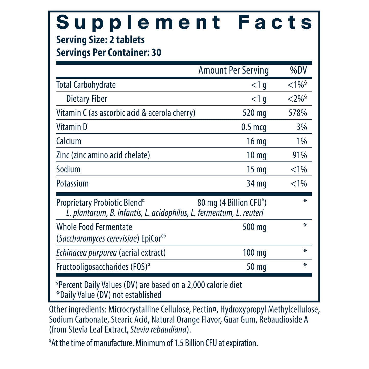 Hyperbiotics Leaky Gut Defense Probiotic supplement facts.