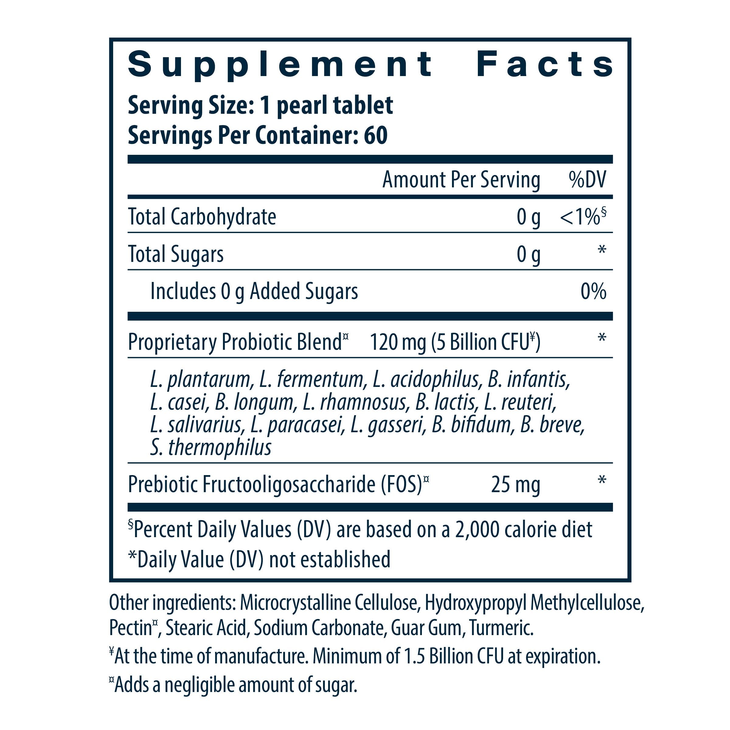 Hyperbiotics Pro-15 Pre+Probiotic 60 vegan micro-pearls supplement facts.