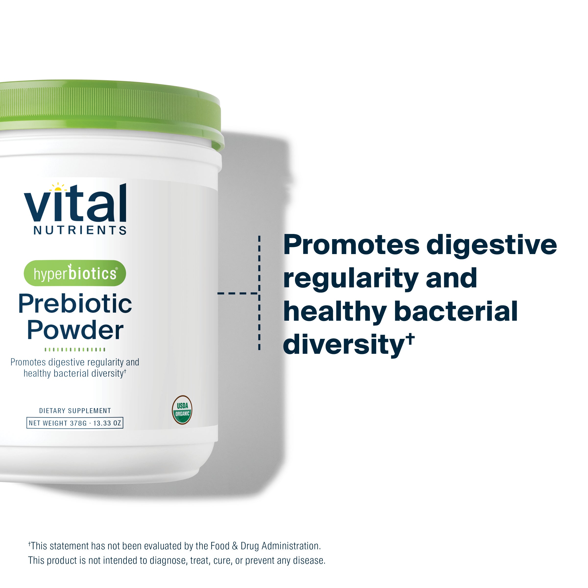 Hyperbiotics Prebiotic Powder promotes digestive regularity and healthy bacterial diversity.*