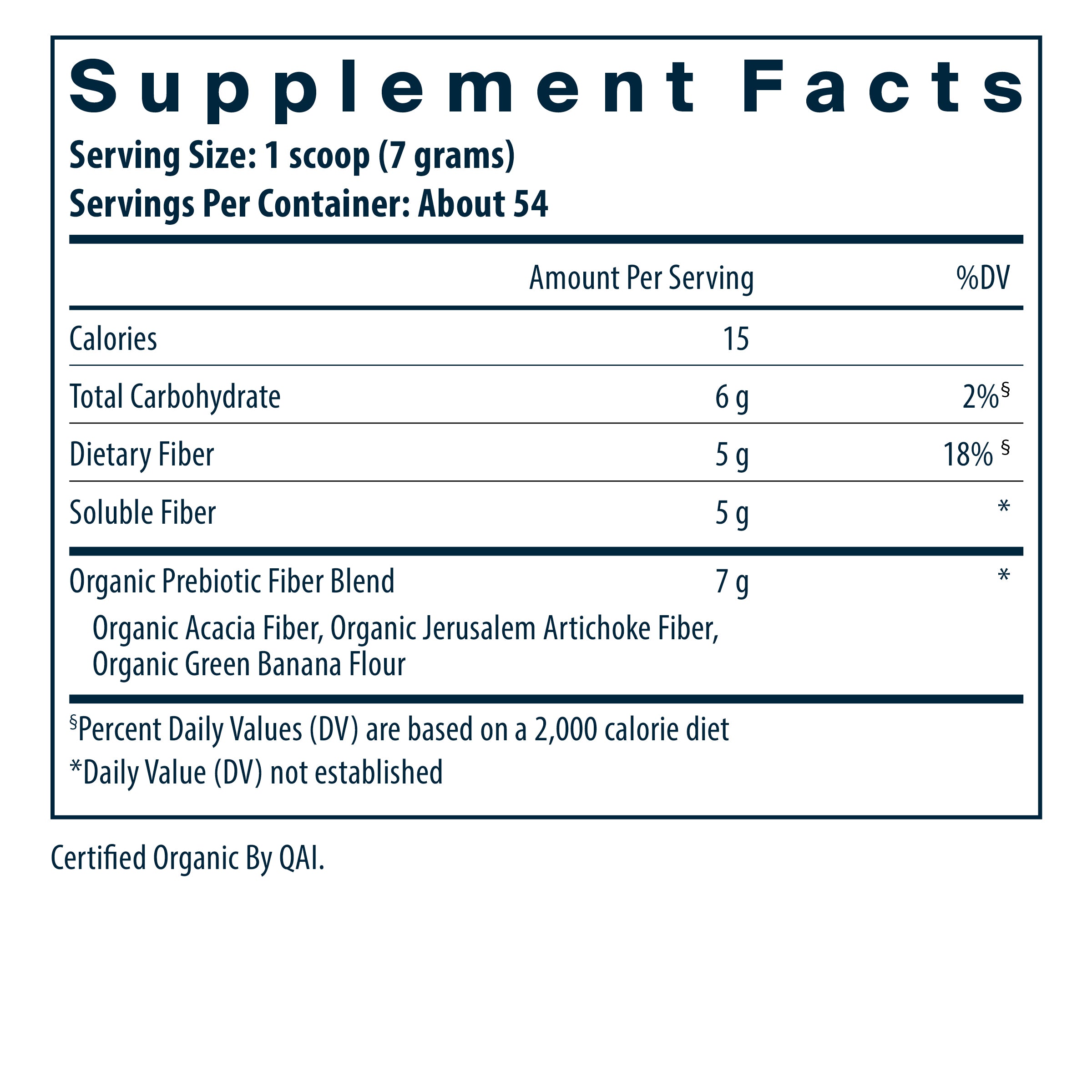 Hyperbiotics Prebiotic Powder supplement facts.